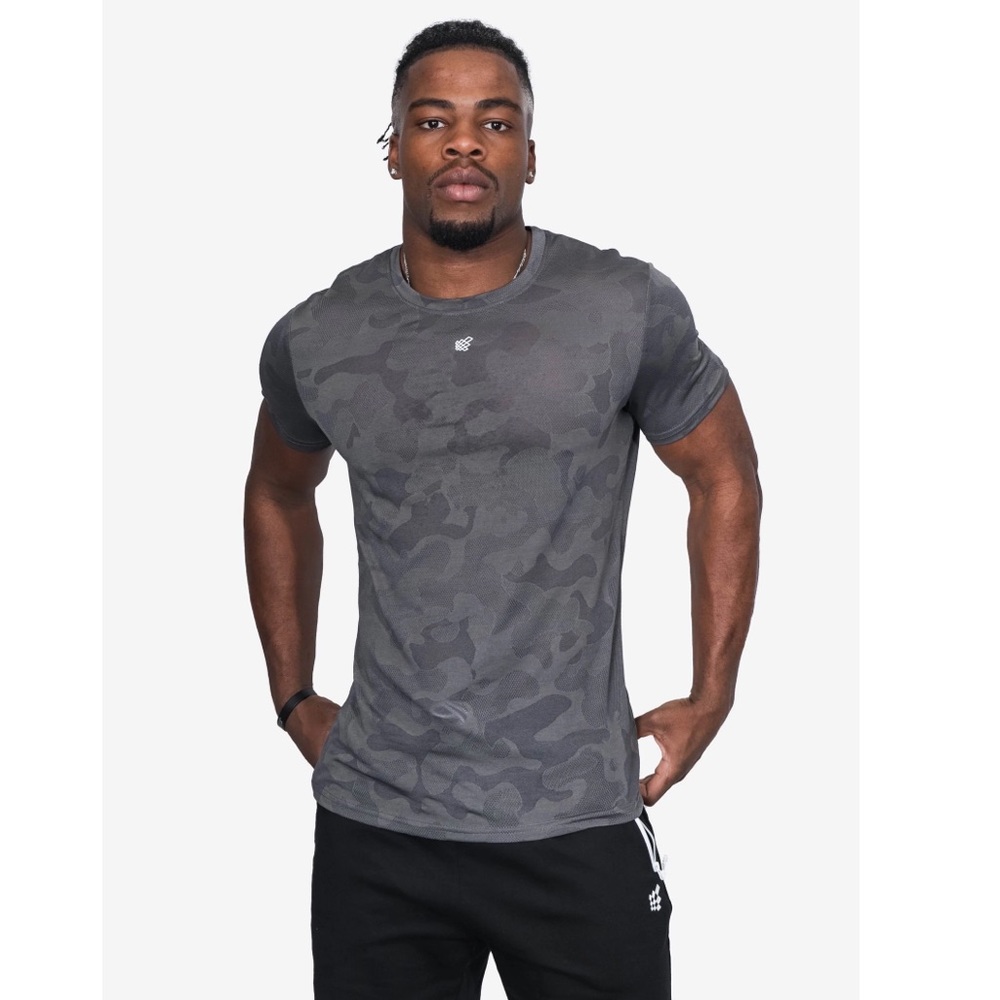 Jed North - Men's Dri Fit Camo Mesh Gym Tee - Grey - XL